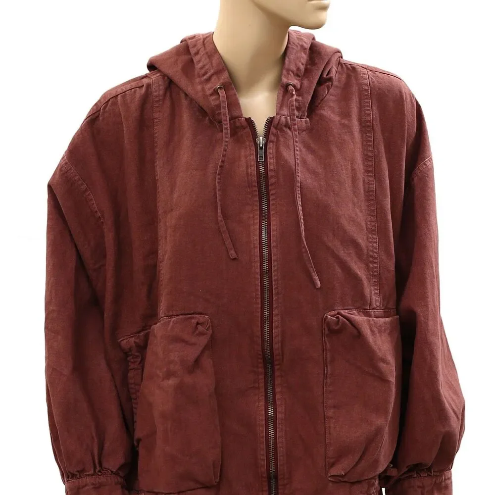Free People Donny Anorak Utility Hoodie Jacket Top Oversized Zip-Up L 287760